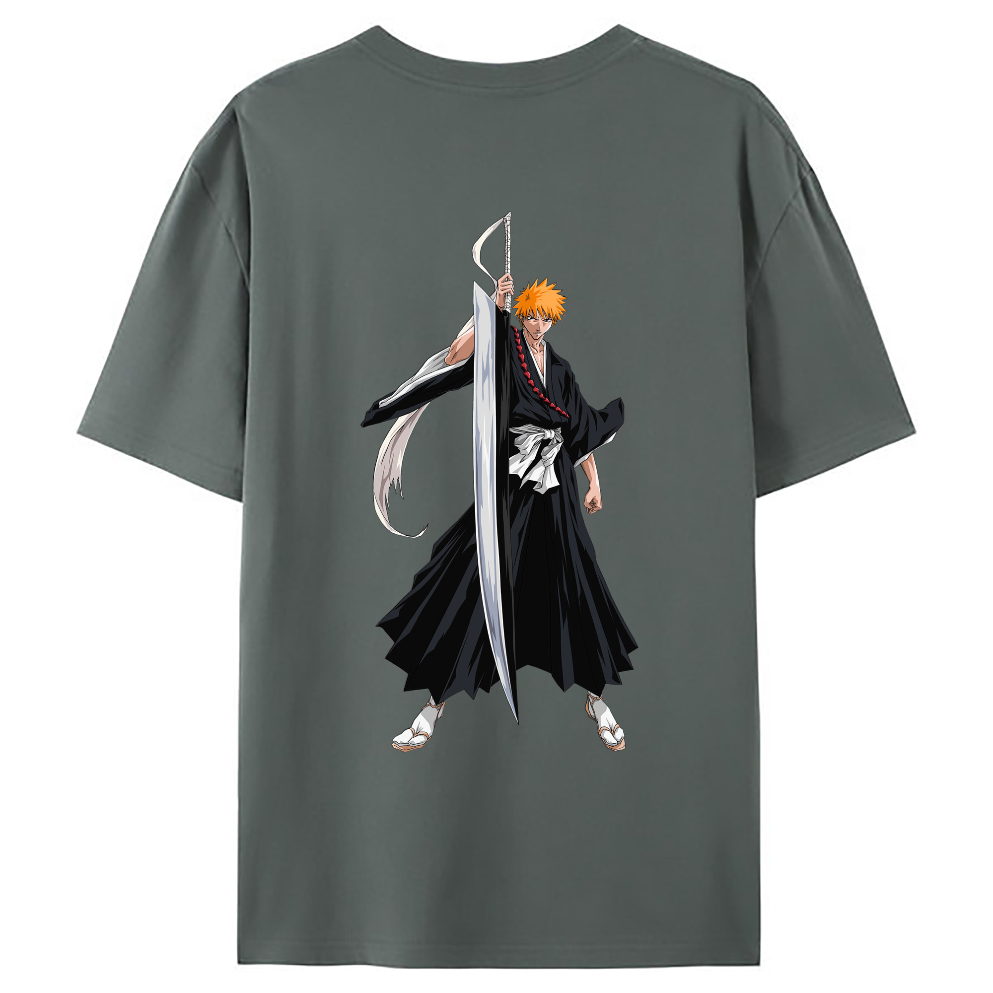 （画像用） ブリーチ 黒崎一護（くろさき いちご）BLEACH Kurosaki Ichigo 綿100％ メンズ半袖Tシャツ（バックプリント） 通気性